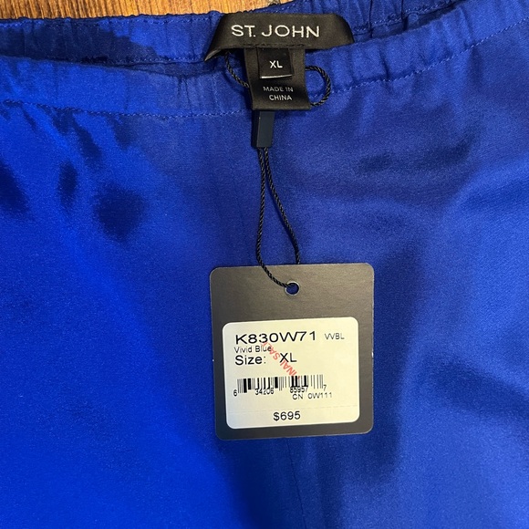 NWT!!! St. John Vivid Blue High Waist Silk Dress Pants XL with Pockets K830W71 - Picture 15 of 16